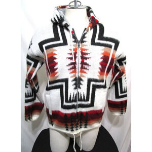 Tejidos Ruminahui Ecuador Aztec Southwestern Zip Up Hoodie Sweater Adult S